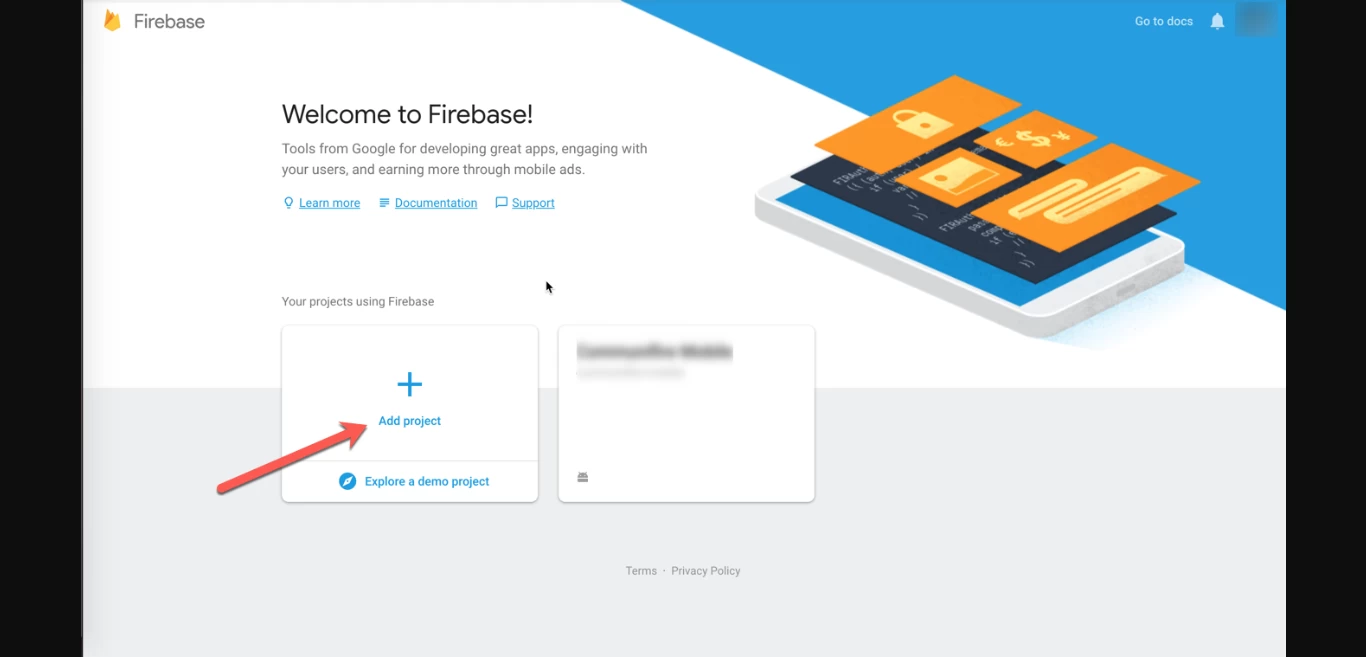 Firebase create project