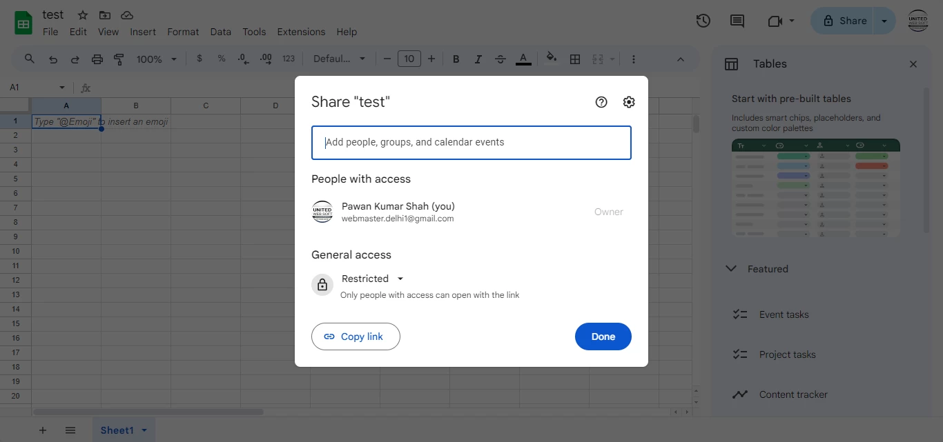  google sheet   share