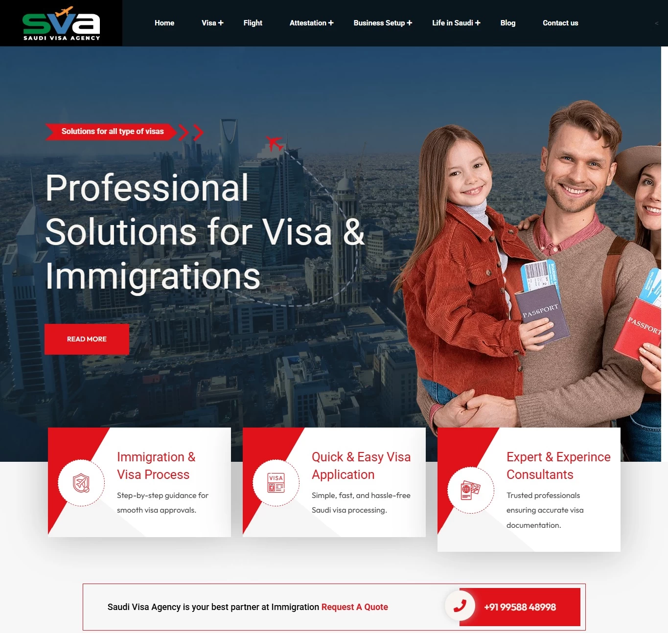 Visa Agency custom website