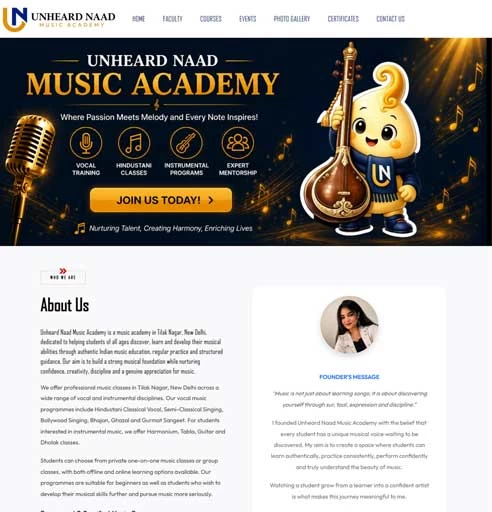 Music Academy Website Design & Development